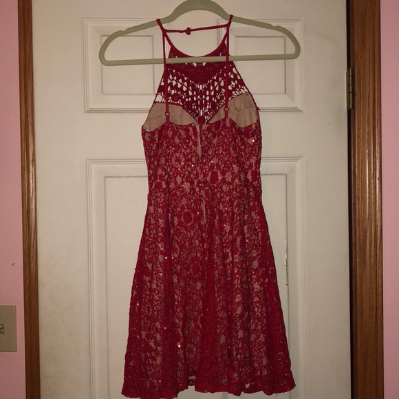 Red Lace and Sequin Dress - Picture 3 of 3